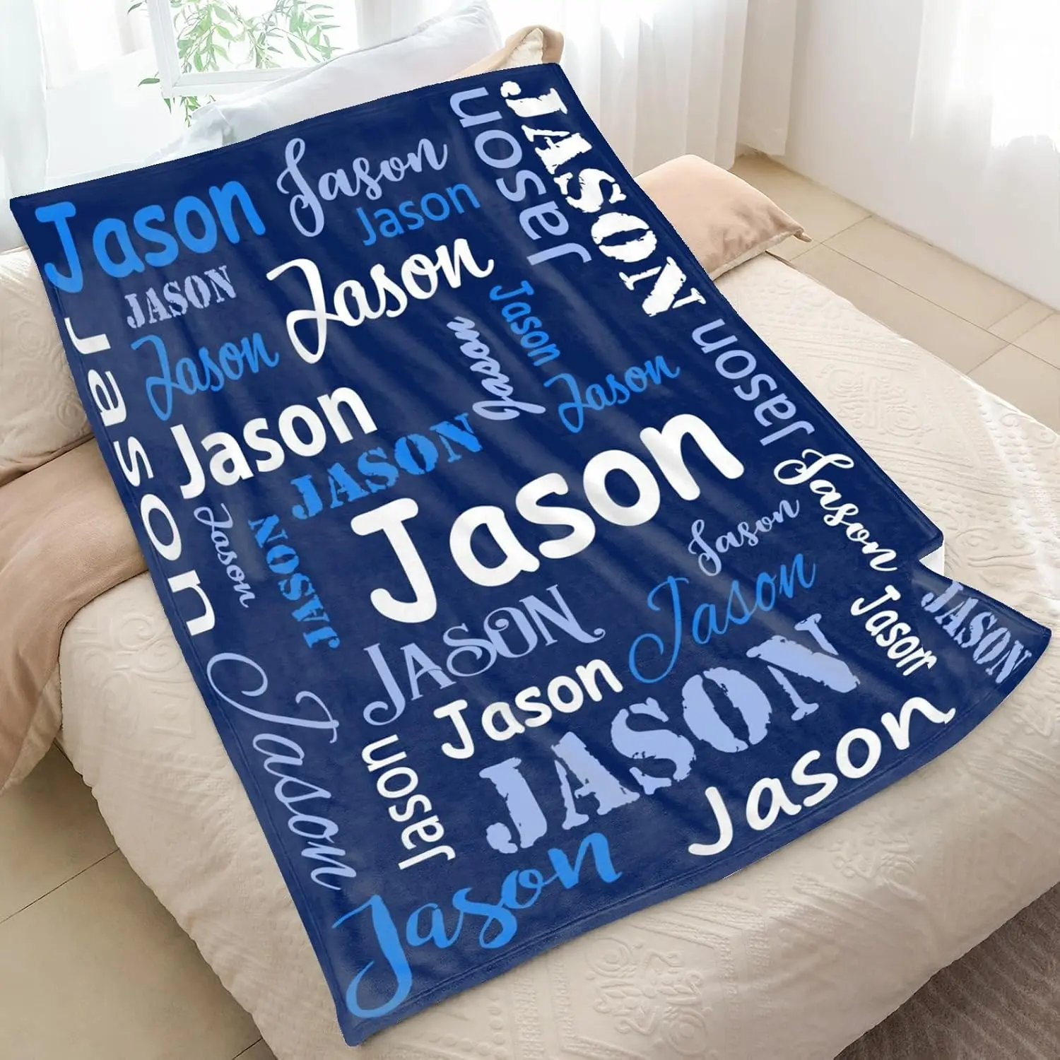 Gudina Personalized Baby Blankets and Throws, Custom Blanket with Name, Personalized Valentines Blanket Gifts for Kids Her Teen Girls Boys