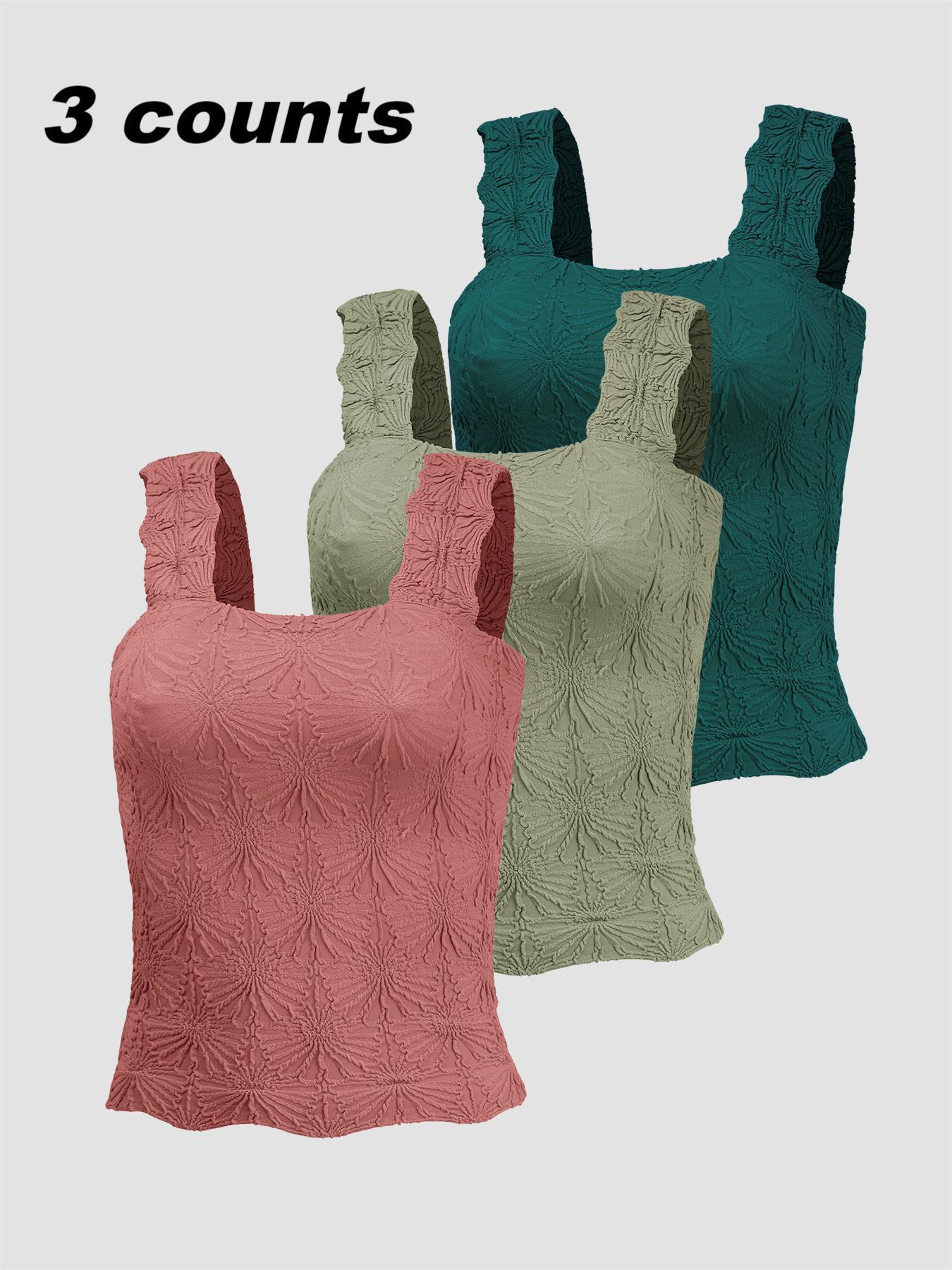 Women's Floral Embossed Sports Tank Top, Casual Solid Textured Sleeveless Sports Top for Yoga Gym Workout, Ladies Sportswear for All Seasons, Yoga Gym Activewear, Yoga Workout Vest