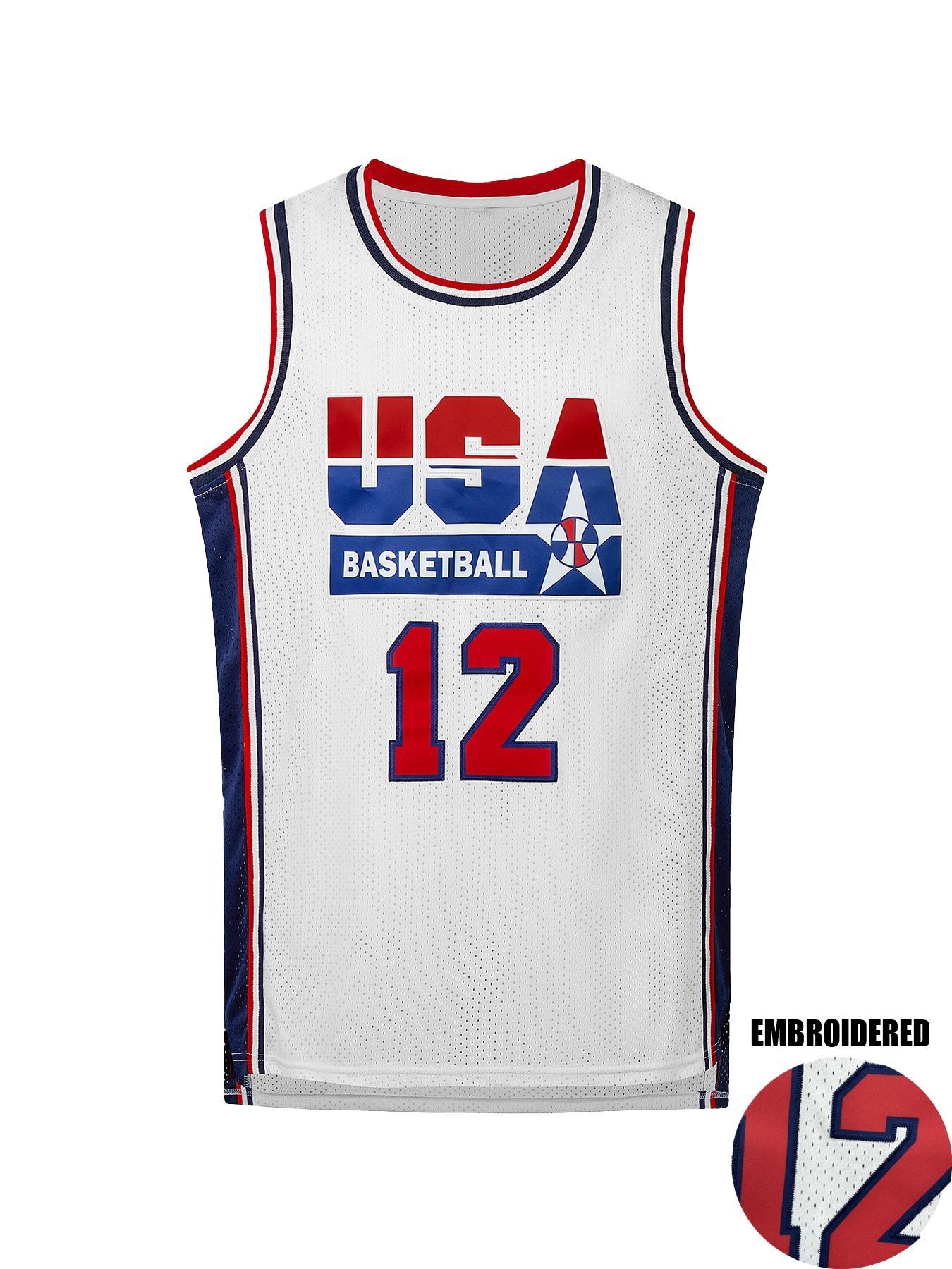 Men's Vintage Basketball Jersey, Breathable Round Neck Sportswear, Sleeveless Boys Training Uniform, Team T-shirt, Fashion Top, Athletic Tops, Basketball Gear, Gym Workout Tops, Jersey Tee