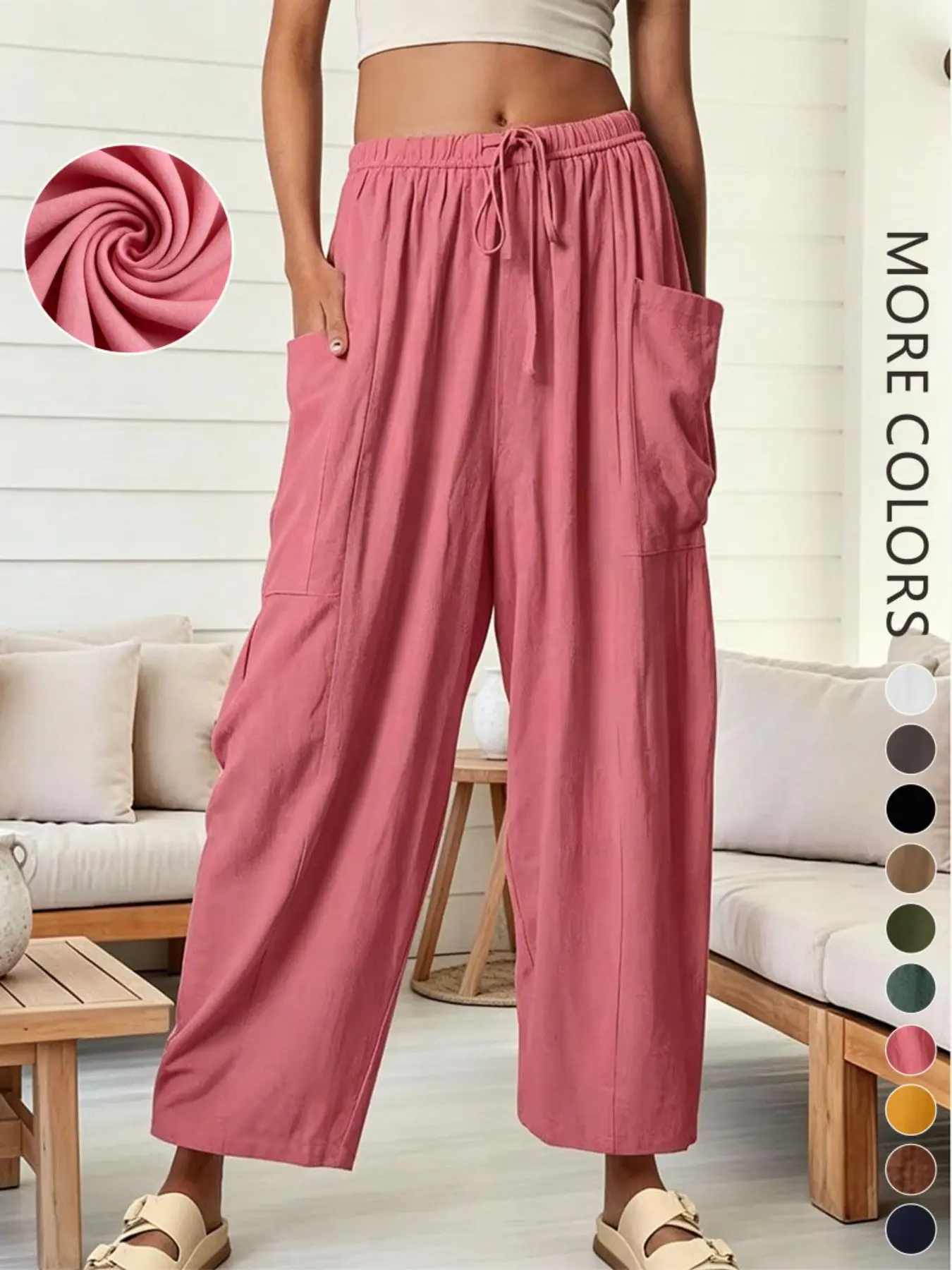 New Spring & Fall Loose Fit Oversized Baggy Casual Lantern Pants, Elastic Waist, High-Waisted Pleated Wide Leg Pants, Suitable for Women, Bottom