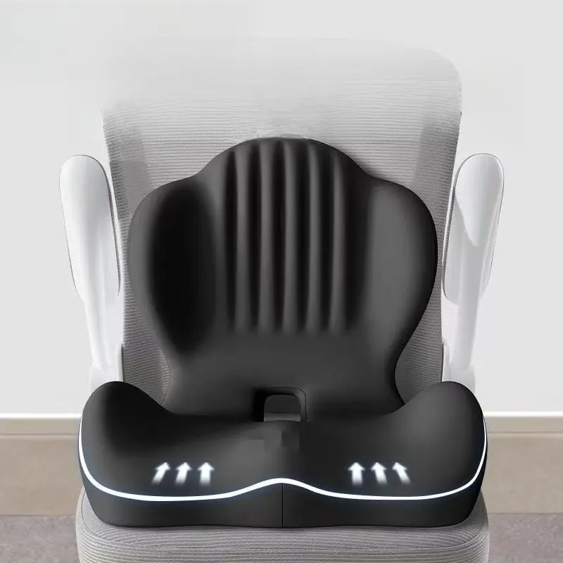 Sponge cushion and backrest support - coccyx and lumbar pillow, suitable for offices, cars, games, wheelchairs - detachable sleeve, medium hardness, improves posture, durable soft material, contour design, easy to clean, breathable fabric