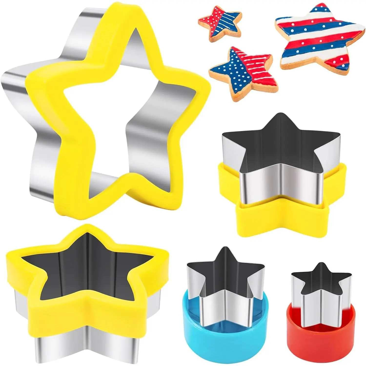 Star Cookie Cutters 5 Pcs, Mini Small Large Sizes Stainless Steel Sandwich Cutter, Vegetable Fruit Cutters Shapes for Kids Boys Girls
