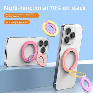Universal Metal Double-Sided Magnetic Phone Ring Holder, Multifunctional Finger Grip Kickstand, Hands-Free Viewing Bracket for Video Watching & Daily Use