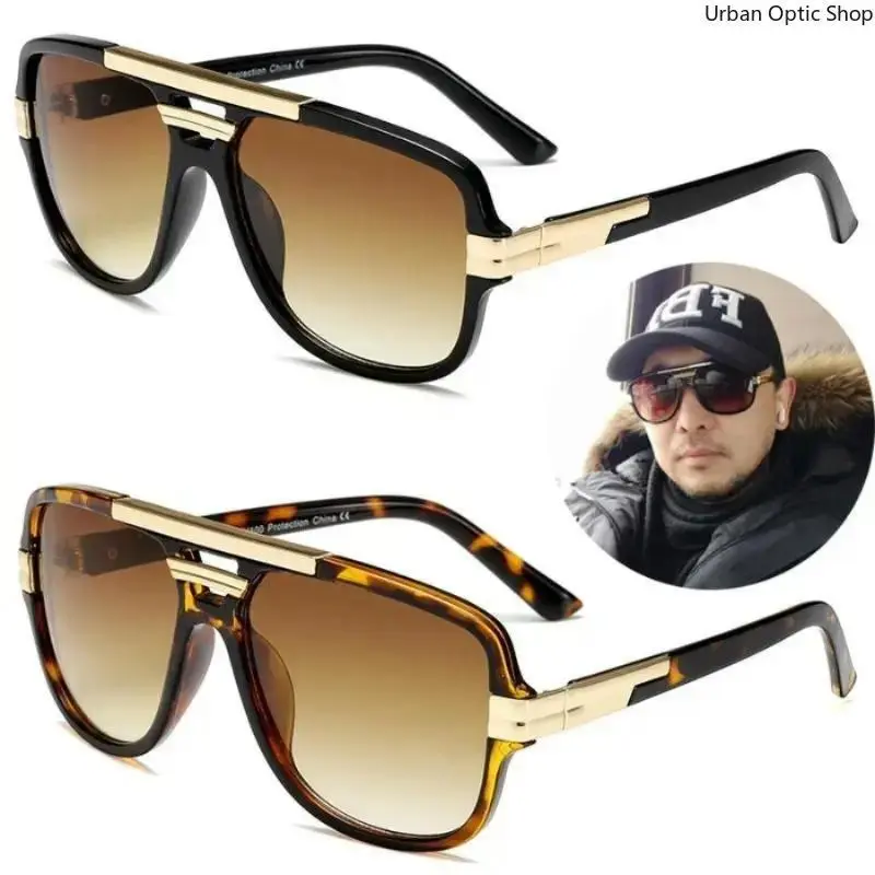 Men's Vintage Square Eyewear, Polarized Geometric Tortoise Plastic-Metal Frame with Polyurethane Lenses and UV400 Outdoor Protection, Tortoiseshell Polarized Sunglasses, Men's Sunglasses, Polarised Lens, Stylish Sunglasses