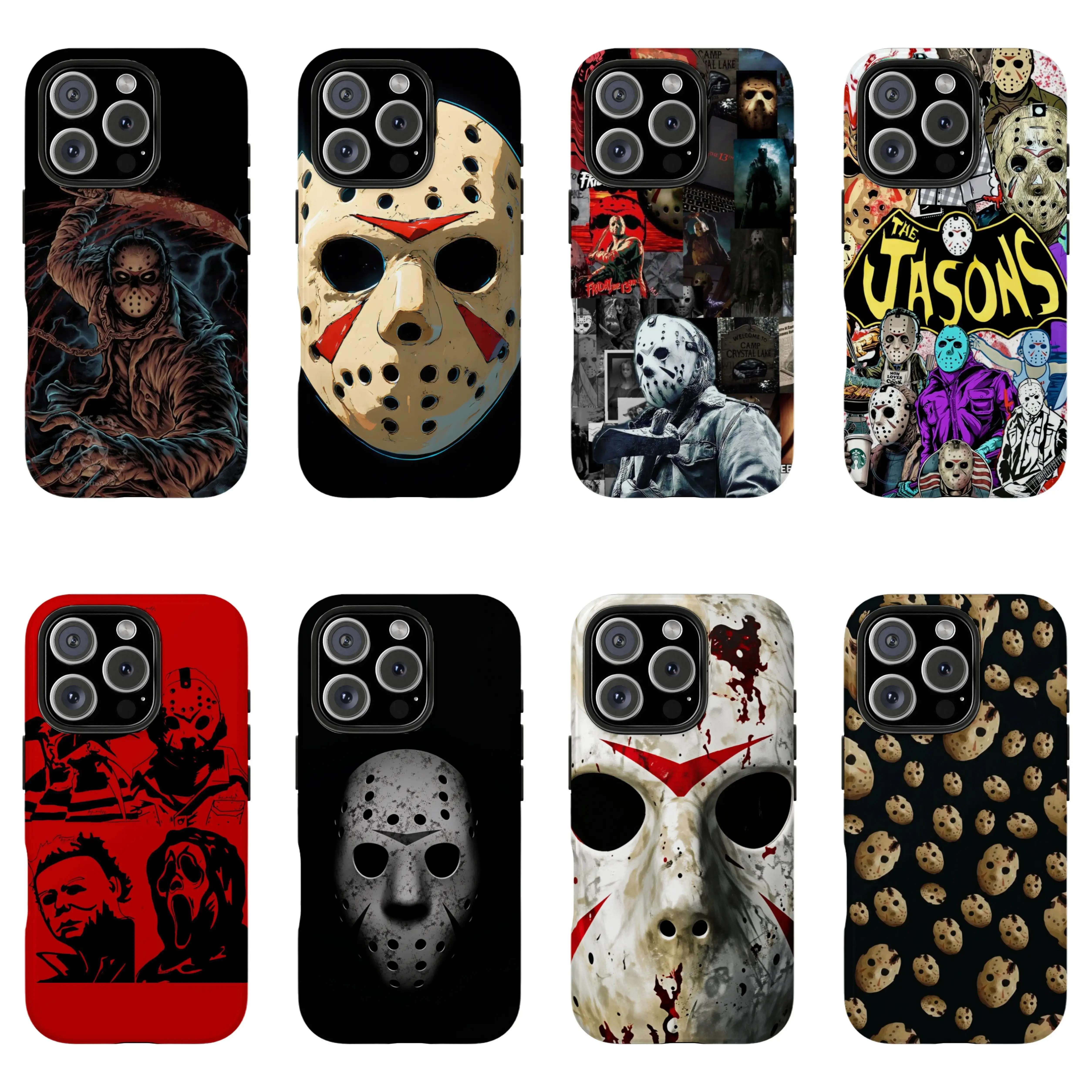 Jason Voorhees Friday The 13th Horror Glossy 2-In-1 Protective Phone Case For iPhone 17-11 (Pro Max, Pro Plus) & Samsung S26-23 Drop-Resistant Safety Case
