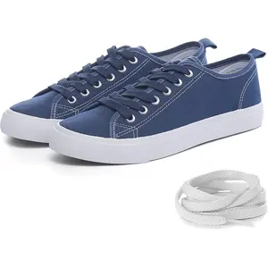 Canvas Shoes for Women, Casual Low Top Lace-Up Sneakers, Extra Laces