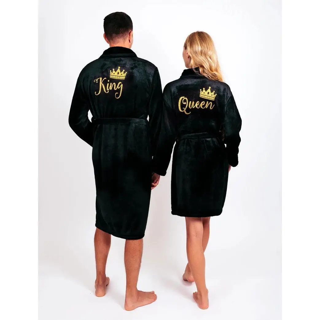 Customized King & Queen Matching Terry Cloth Long Sleeve Cozy Robes - DIY Couple Gift for Honeymoon, M-XXL Specialty DIY Supplies for Spouses