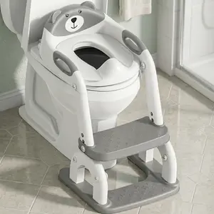 Potty Training Toilet, 2-in-1 Anti-Slip Seat with Step Stool | Wide anti-slip base holds 200+ lbs.Fits round & elongated toilets,8 heights.Tall splash guard stops leaks.Folds to step stool