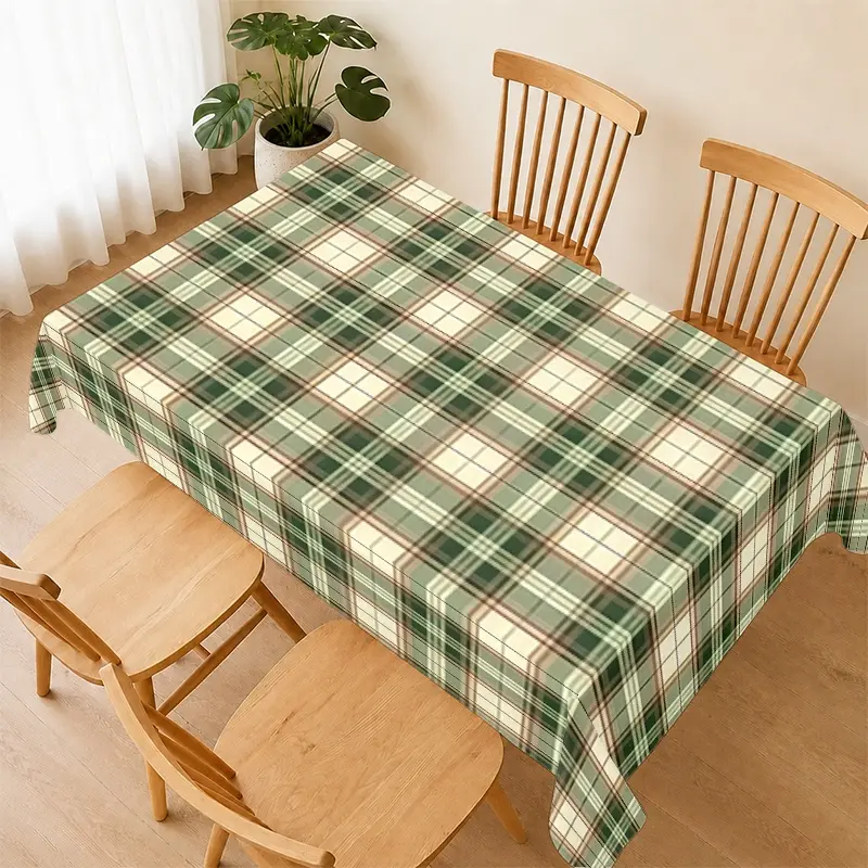 Vintage Plaid Tablecloth, Waterproof Fabric, Easy to Clean, Warm and Rustic Dining Atmosphere, Ideal for Home Meals and Kitchen Decor