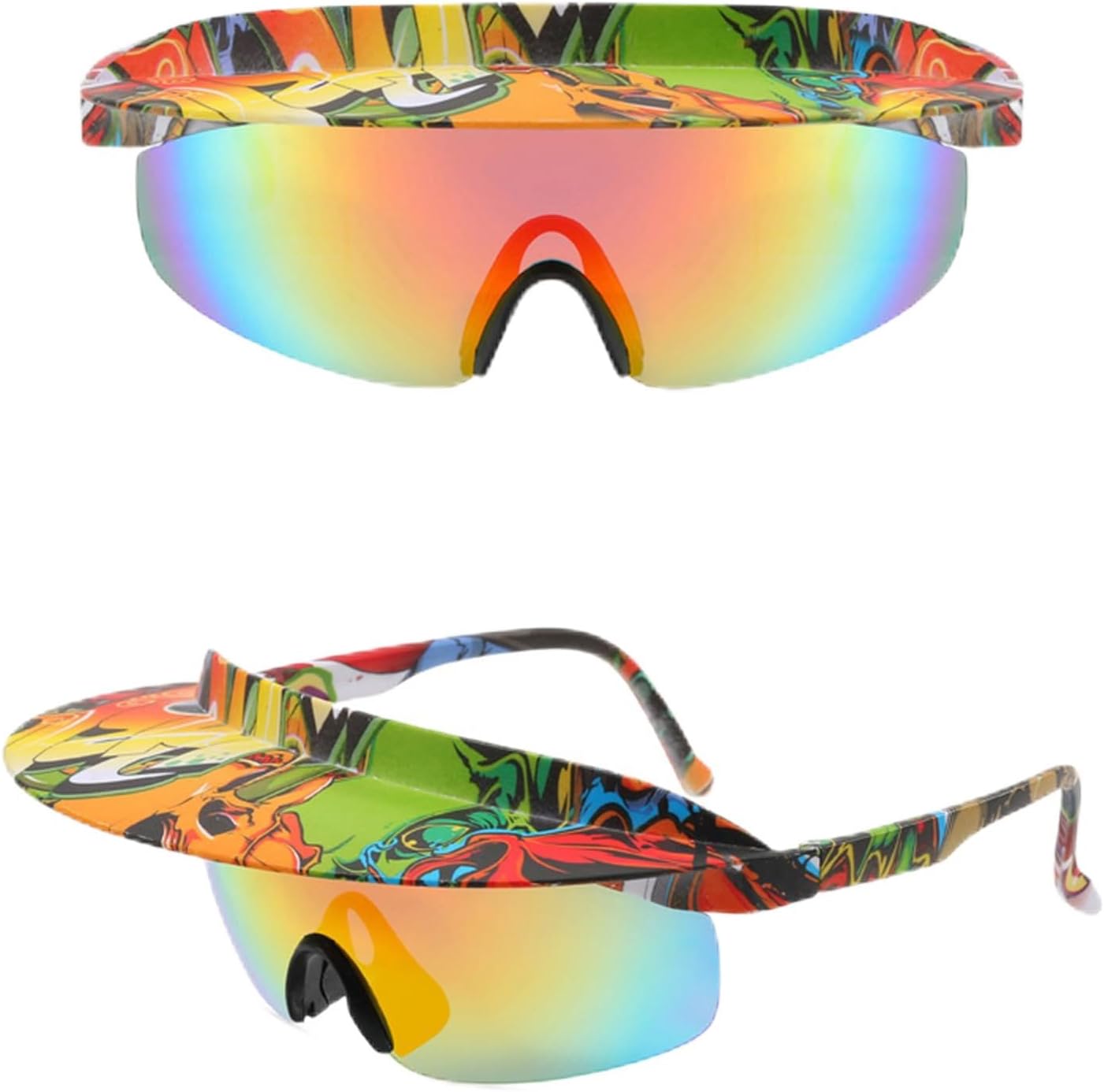 Good osierds Visor Sunglasses UV400 Polarized for Men Women Teens, Wrap Around Sport Glasses for Outdoor Activities (Colourful, red)