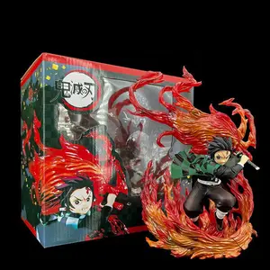 Demon Slayer Tanjiro Nezuko Figure Set, Anime Collectibles, Figurine, PVC Action Figure, Detailed Battle Pose, Transparent Flame Effect, Soft Adorable Design, High-Quality PVC Material