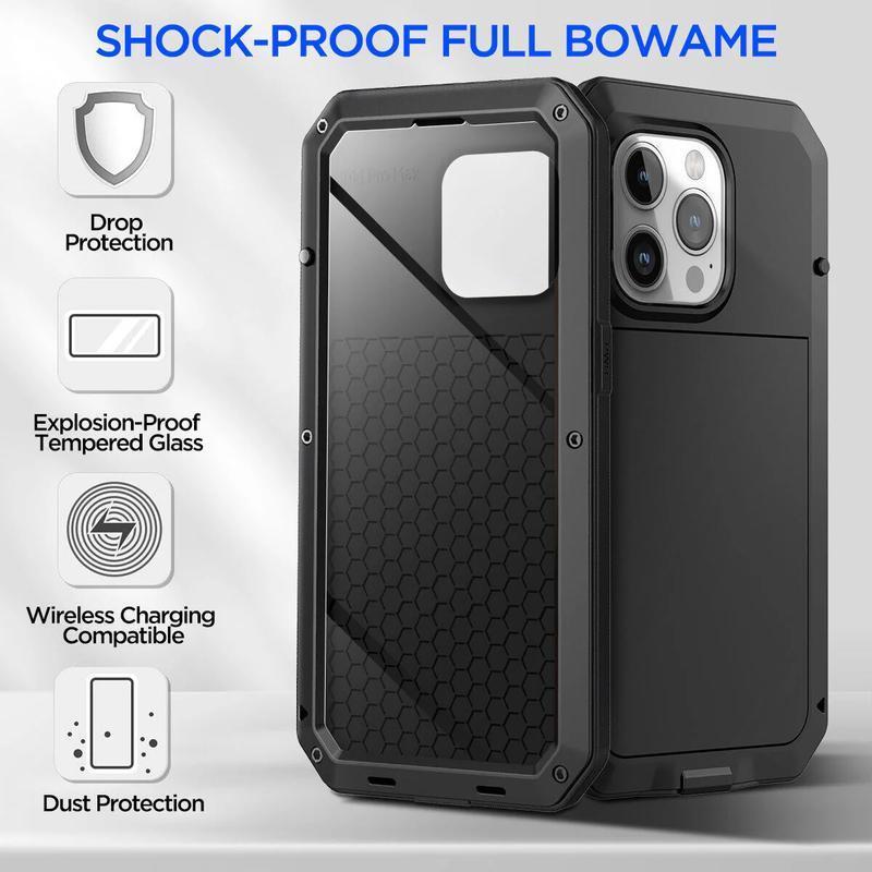 Tough Heavy Duty Protection Armor Metal Aluminum Phone Case for IPhone 17 16 15 14 13 12 11 Pro Max Plus Luxury Shockproof Protection Cellphone Cover