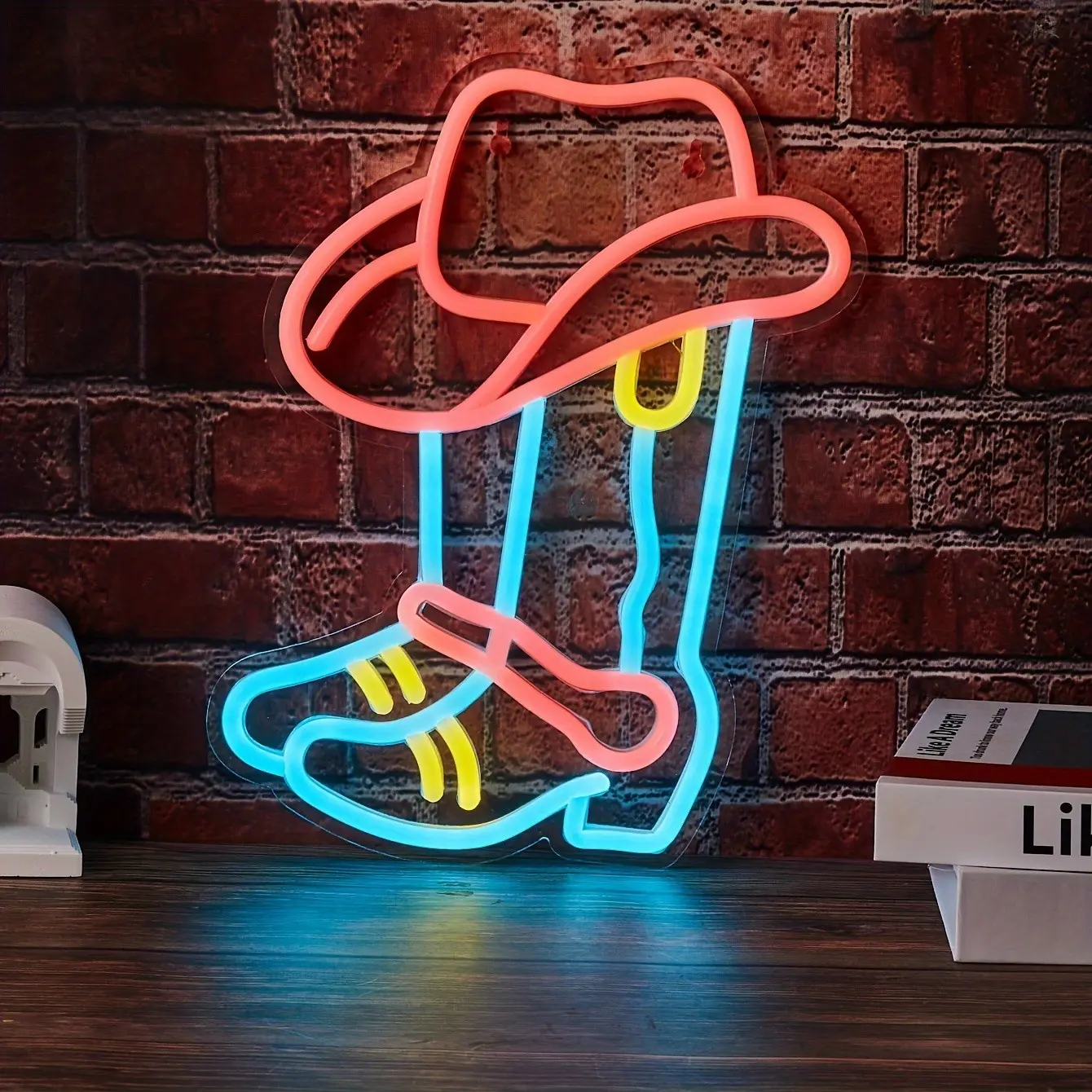 Cowboy Boot Shape Light, Indoor Bedroom Garage Party LED Party Light Halloween Christmas Decorative Lamp Gift, USB Powered with On-Off Switch