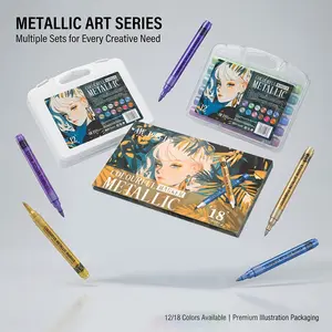 Metallic Texture Acrylic Soft Tip Markers, 12-18 Colors, Bright Vibrant Paint Pens, Ideal for Shoes, Glass, Metal, Cards, Stones, Paper Art