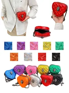 Mini Heart Chain Shoulder Bag, Eagle Head Crossbody Bag, Fashionable Women's Backpack, Rainbow Chain, 9 Colors Available