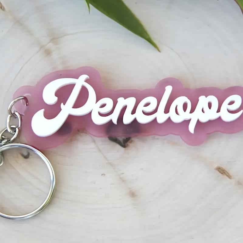 Personalized Name Keychain - Cursive Letters (Up to 8 Letters) with Name Tag And Lobster Clasp, Pink/White Acrylic DIY Gift, Suitable for Lunch Boxes, Backpack Additions, Birthday, Christmas, Valentine'S Day Gifts