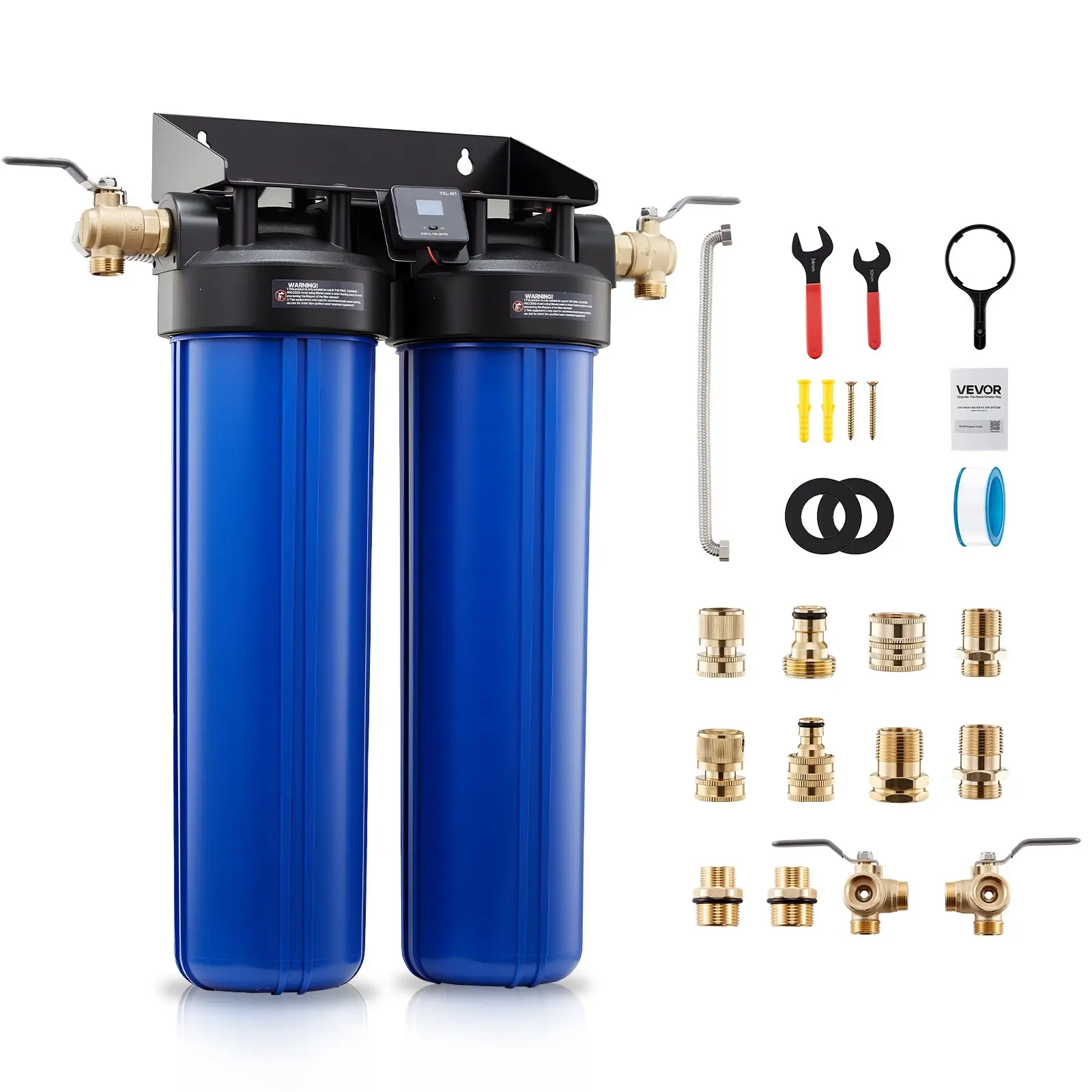 VEVOR Deionized Water System for Car Wash, Spotless Car Wash Water System with 2x 4L DI Resin, Bypass Valve TDS Meter, Spot-Free Deionized Water Filter for Cars RVs Motorcycles Windows