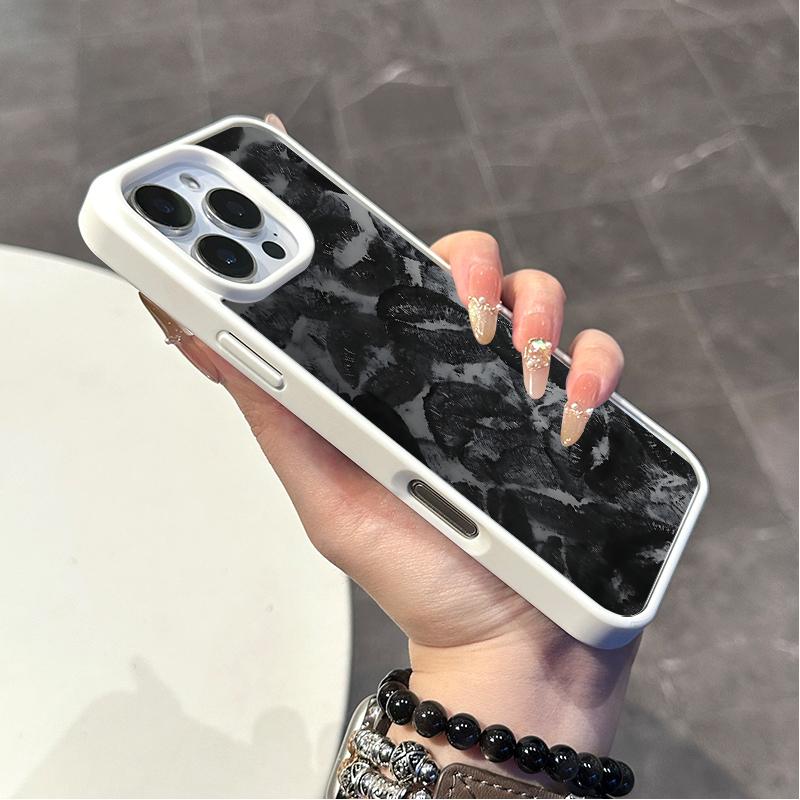 Chic Magnetic Case for iPhone11/12/13/14/15/16/17/promax Black White Texture MagSafe Ready, Anti-Slip, Ultra Thin | Aesthetic Touch for Daily Use