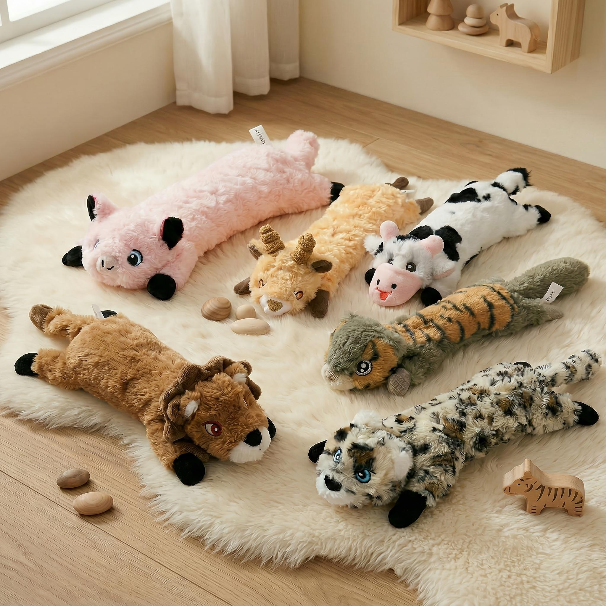 Dog Squeaky Toys No Stuffing 1/3/6 Pack Dog Toys Crinkle Dog Toys For Small Dogs Durable Dog Chew Toys Plush Cute Animals Natural Puppy Toys For Teething Pet Toys Squeak, Without Battery