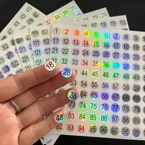 10 Sheets Laser Number Stickers 1-1000, Waterproof Round Number Labels for Nail Polish, Organizing, Inventory, and Craft Projects