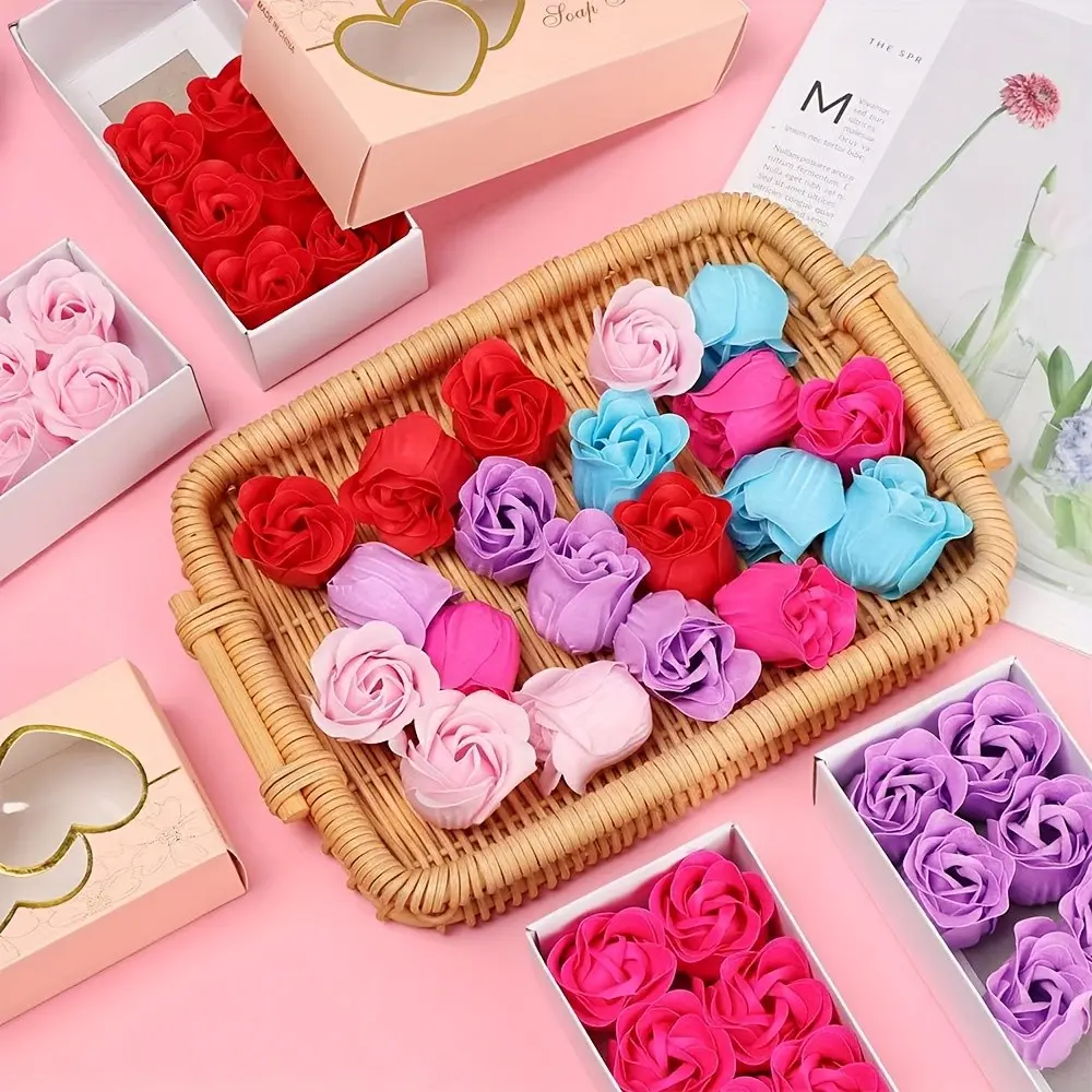 10 Rose Soap Flower Gift Box, Christmas Gift, Mother's Day Valentine's Day Gift, Wedding Moving in Gift, Birthday Activity Small Gift, Bath Petals