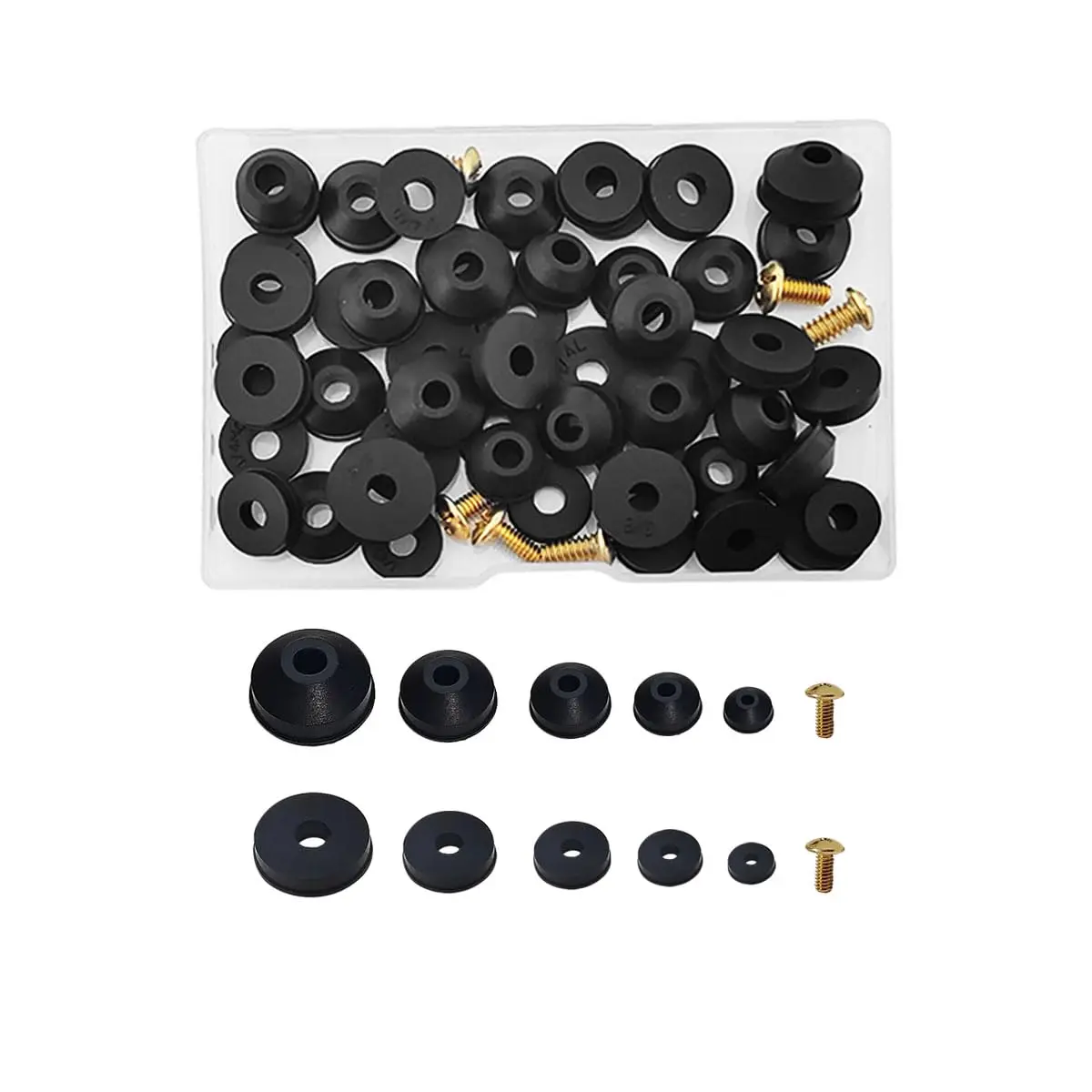 58 count Faucet Washers  Kit, Flat & Beveled Rubber Faucet Washers, Brass Bibb Screws, Multi-Size Faucet Stem Washers, Outdoor Faucet Repair Kit