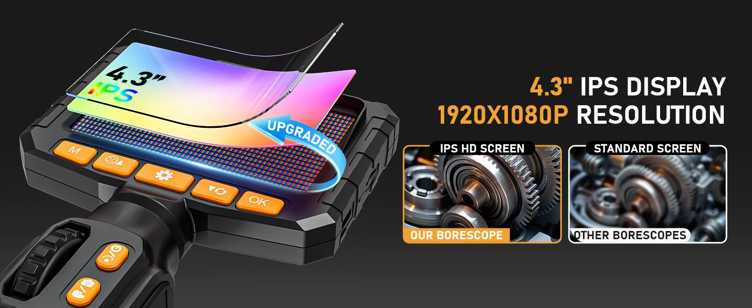 Two-Way Articulating Borescope Camera with Light, Industrial Endoscope Inspection Camera with Light, 0.24in Articulated Probe, 5FT Flexible Snake Scope for Wall Automotive Engine Plumbing HVAC Inspect