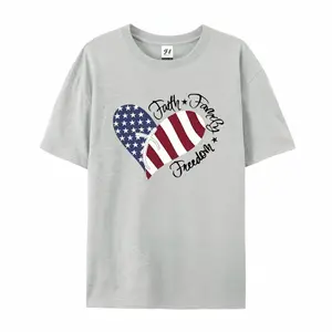 Faith Family Freedom American Flag Heart Graphic T-Shirt, Cotton Comfort Tee, Patriotic Fashion Outfit, Casual Oversized Shirt, Ideal 4th of July & Independence Day Gift for Him/Her