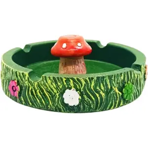 Aesthetic Novelty Resin Mushroom Ashtray With Cigarette Snuffer, Cute Smoking Accessory For Indoor Outdoor, Unique Desktop Ornament Gift For Home Office Smokers