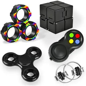 5PC Fidget Toys Adults Set Fidgets for Classroom Must Have Autism Sensory Pack Figette Cube ADHD Special Treasure Prize Tool Stress Relief Desk Cool Gadget for Kid Easter Basket Stuffers for Teen Boysfidget toys