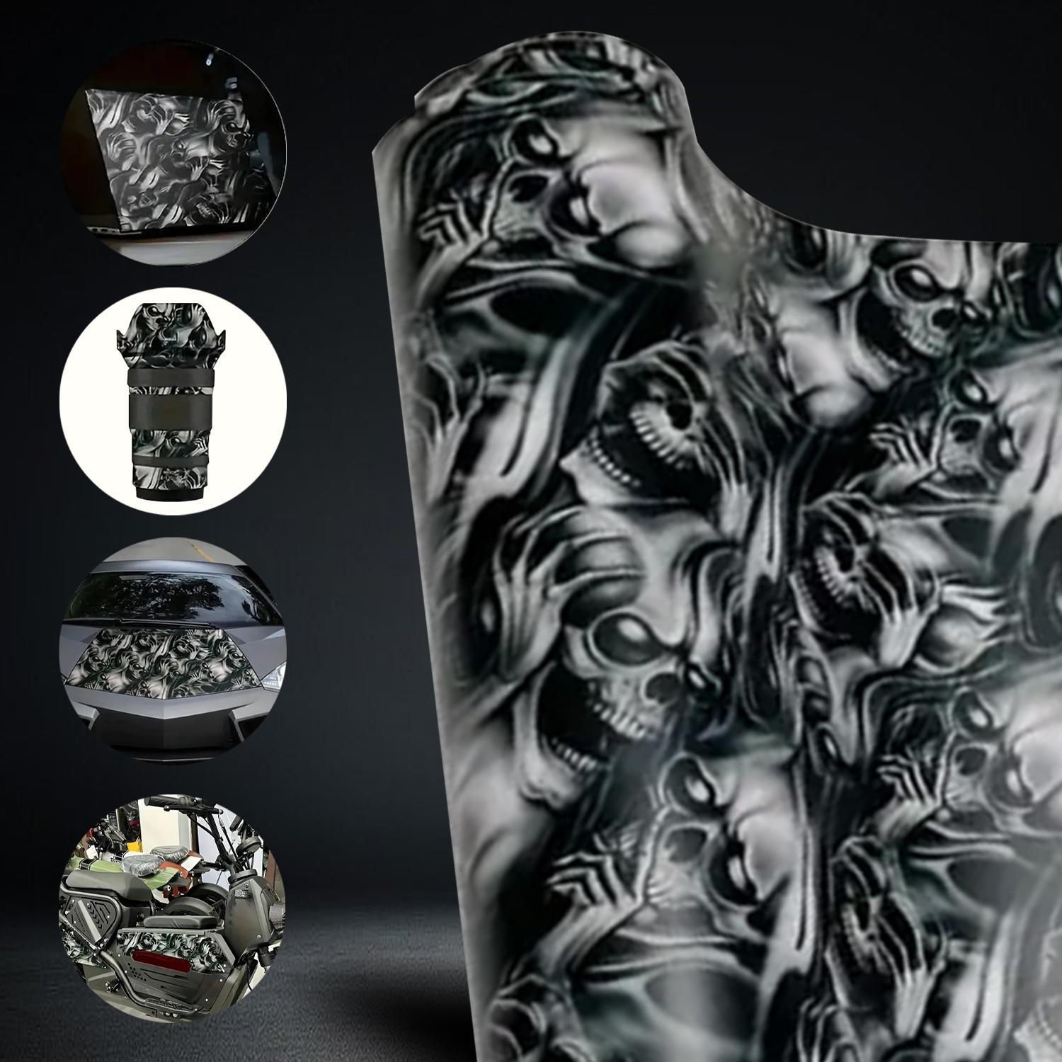 Creative Skull Pattern Car Sticker, Vinyl Wrap Roll Sticker, Anti-scratch Car Motorcycle Wrap Film, Car Exterior Decoration Accessories