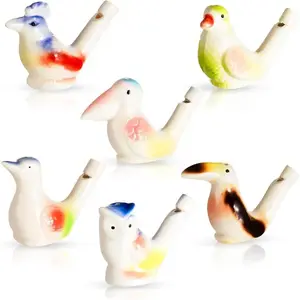 4 Pack Ceramic Bird Water Whistles, Fill-and-Play Singing Bird Whistle Toy Set, Interactive Animal Sound Maker for Kids & Adults, Fun Bath Time Toy, Party Favor, Easter Basket Stuffer & Birthday Gift