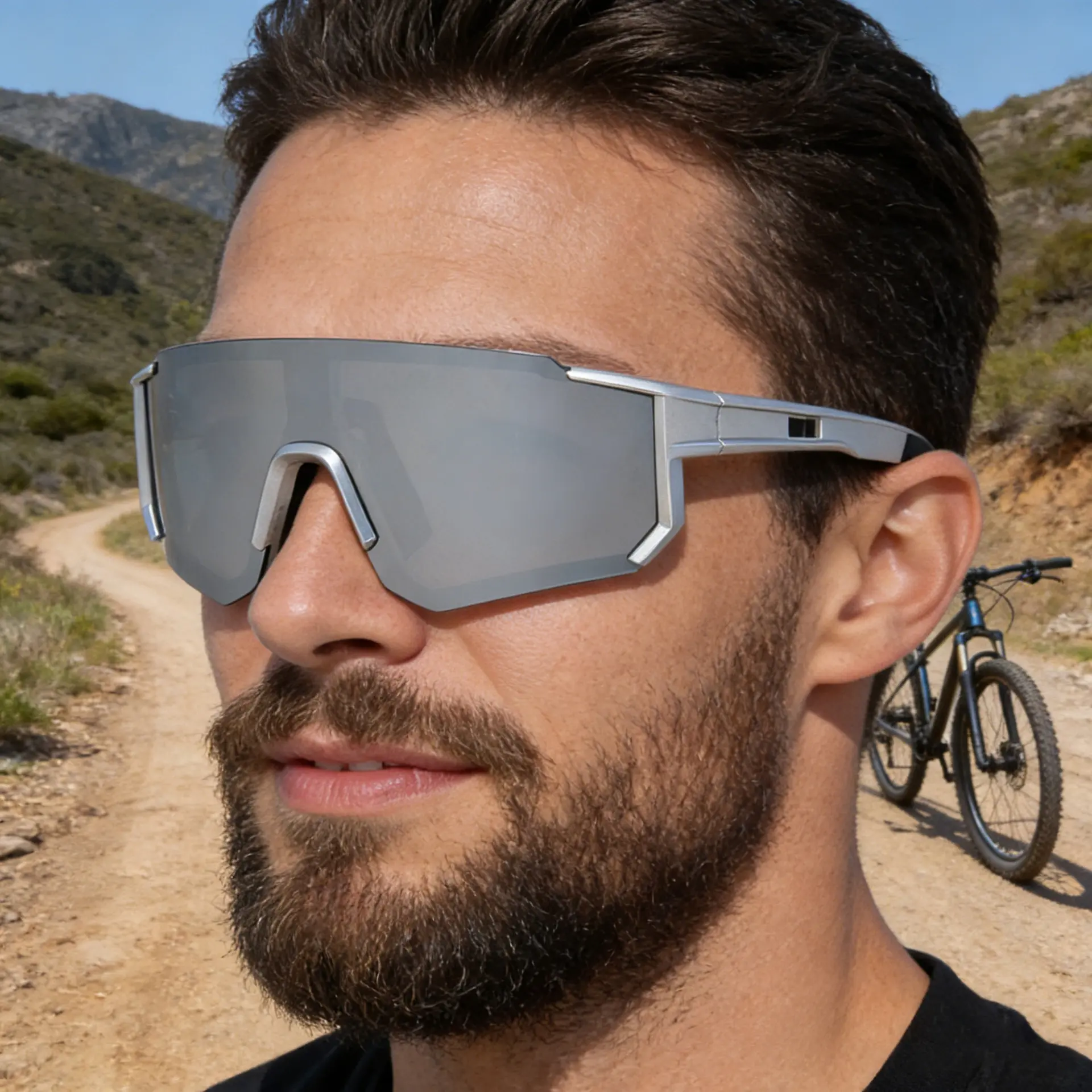 Outdoor cycling windproof sunglasses for men and women, integrated polarized sunglasses for mountain climbing, off-road mountain climbing sunglasses, sports cycling protective eyewear