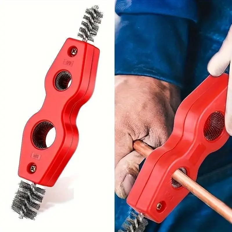 Double-Headed Pipe Brush, Four-In-One Battery Steel Wire Brush, Deburring Rust Removal, Outer Wall Inner Hole Cleaning Brush