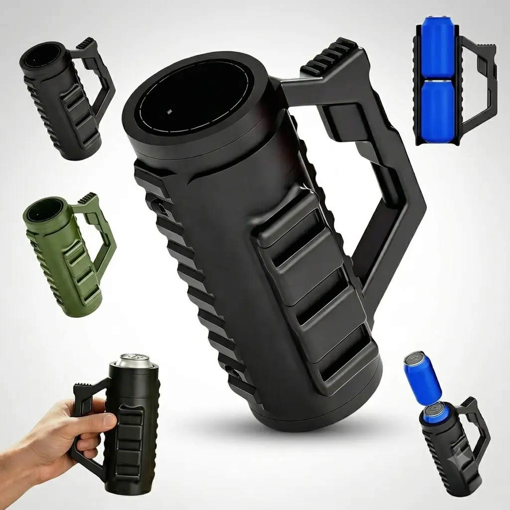 3D Print Insulated Tactical Can Cooler Sleeve - Holds 2 Cans, Stackable Design, Multi-Size Fit, Reload Beer Holder for Men, Outdoor Events Tailgate Camping Home & Party Accessory