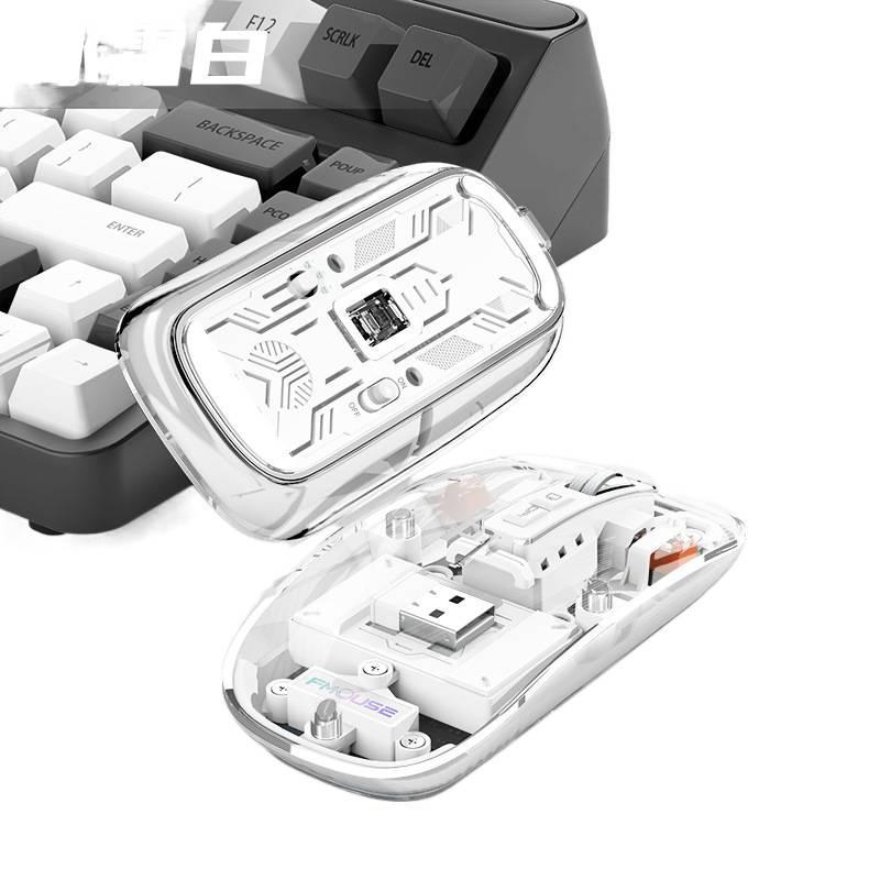 Wireless Bluetooth Mouse Three-Mode Transparent Mouse Charging Silent Mobile Phone Tablet Computer Universal Mouse