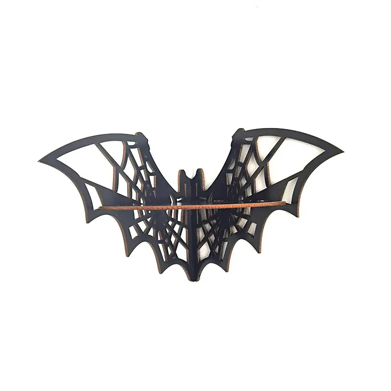 Wooden Bat-Shaped Corner Shelf, Creative Space-Saving Wall Mounted Storage Rack, Candle Holder Stand, Home Decor Accessory