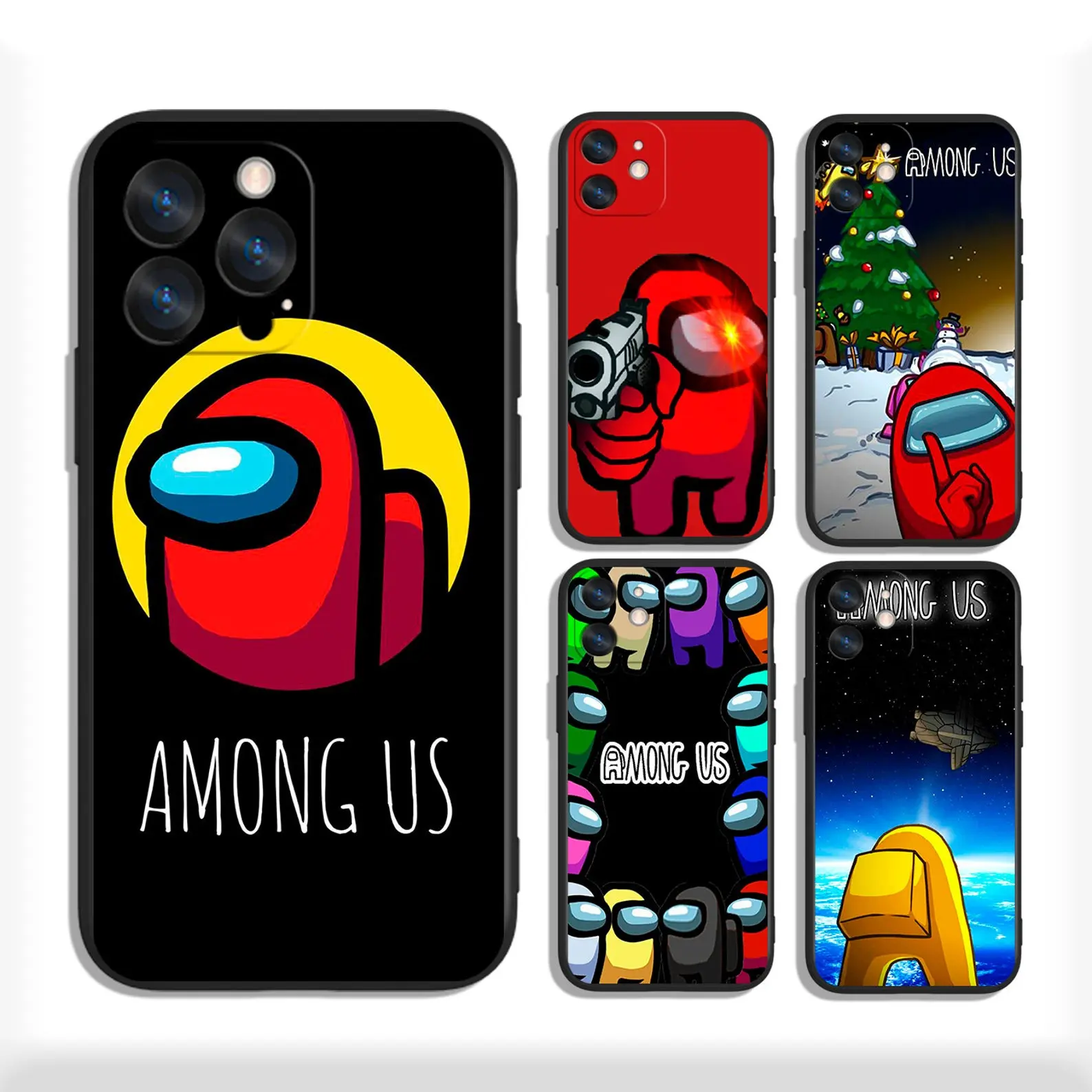 Among Us Themed Durable Smartphone Casing - Red Character Design, Bright Yellow Background, Easy-Install Protective Cellphone Accessory for iPhone 11-17 Pro Max/Plus & Samsung Galaxy S23-S25 Series Handheld Devices