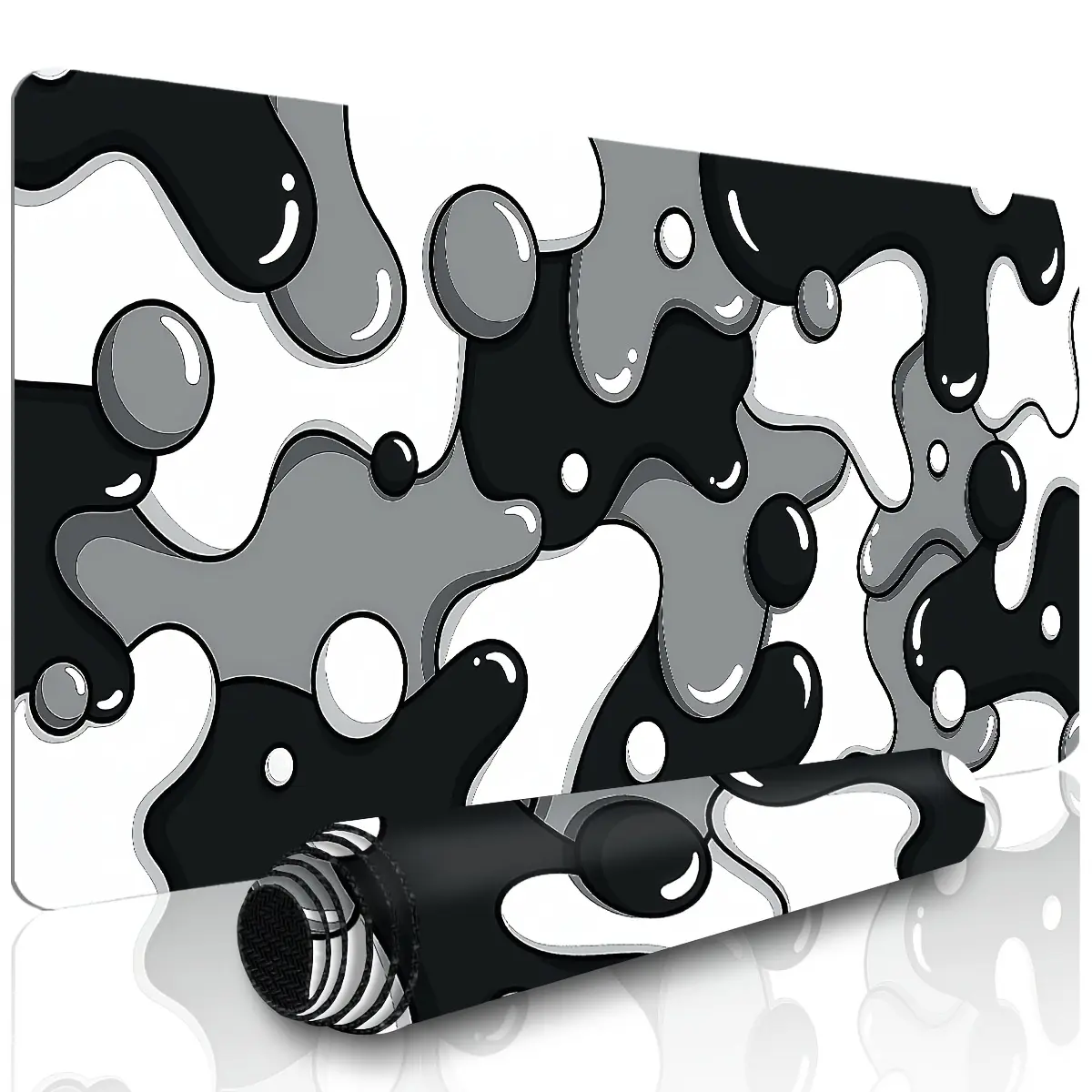 1pc Extra Large Mouse Pad, Cute Minimalist Black and White Pattern, Small Office Mouse Pad, Laptop Keyboard Mat, Desk Protector - Precision Stitched Edges, Non-Slip Rubber Backing, Multiple Sizes Available (XL, XXL) - Ideal for Home, Office, Work