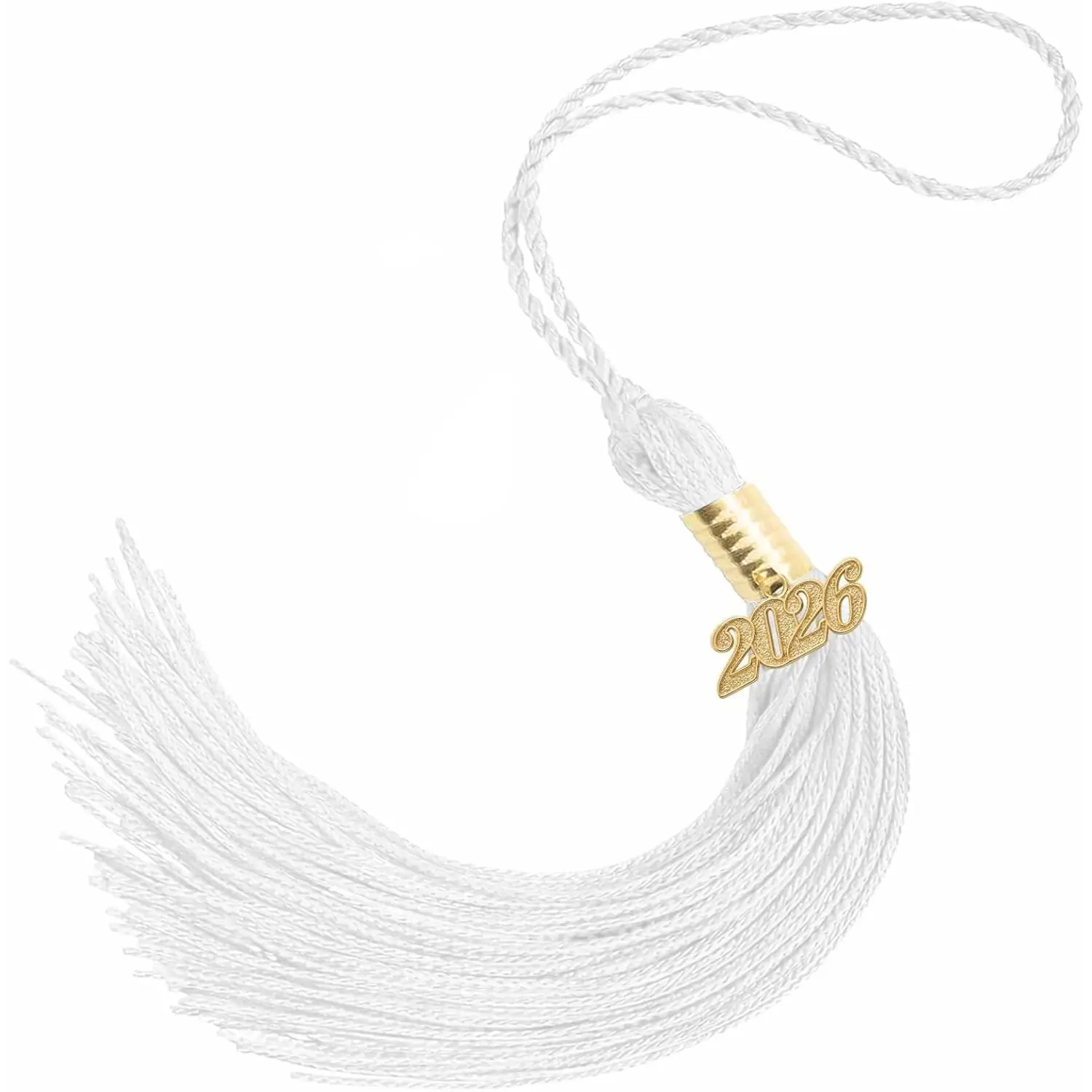 2026 Tassel Graduation 9" Long Charms Diamond Tags Grad Cap Decorations Class of 2026 Tassel Ceremonies Accessories for Kindergarten High School College Bachelor Gown Master Graduate (White-2)