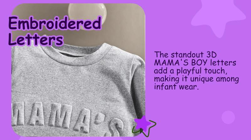 Men's Fall Winter Casual Long Sleeve Round Neck Sweatshirt & Pants Set, Mama's Boy Embroidered Design, Perfect for Daily Wear