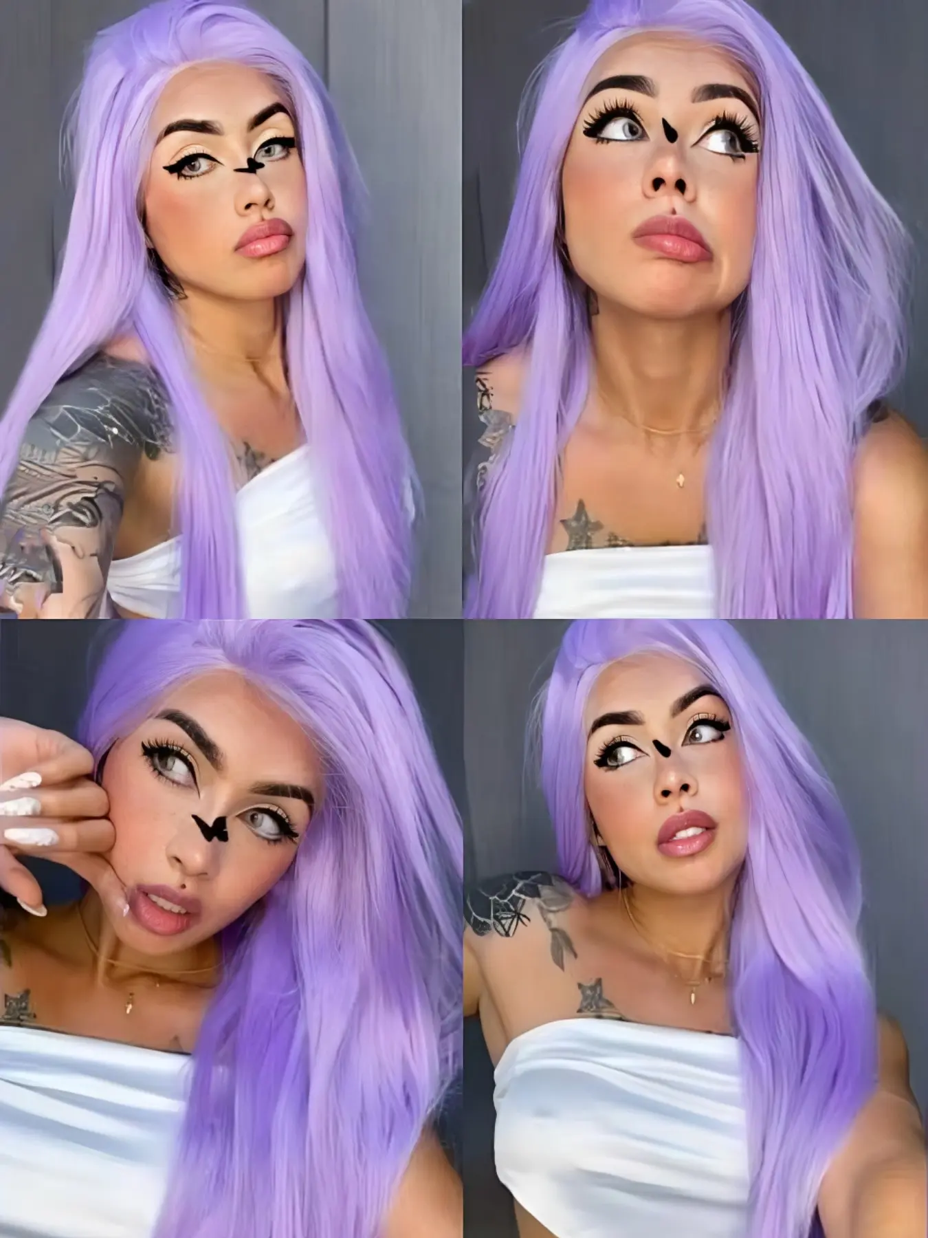Violet Straight Synthetic Wig Silk Light Purple Hair Heat Resistant Glueless Fiber Lace Wigs for Unisex Use Light Purple Color Lace Front Hair Cosplay Makeup Wear
