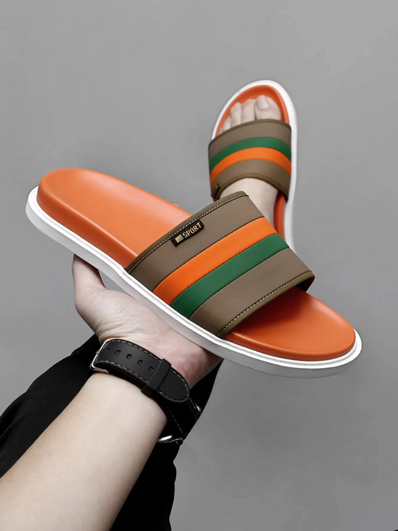 Luxury Korean Style Handmade Sandals, Casual Trendy Slip-Ons, Anti-Slip Durable Soft Rubber Sole, Beach Flip Flops, New 2026 Model