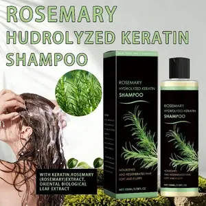 Herbal Care 100ml Rosemary Hydrolyzed Keratin Shampoo, Scalp Gentle Clean & Hair Volumizing Nourishing Strengthening Oil Control