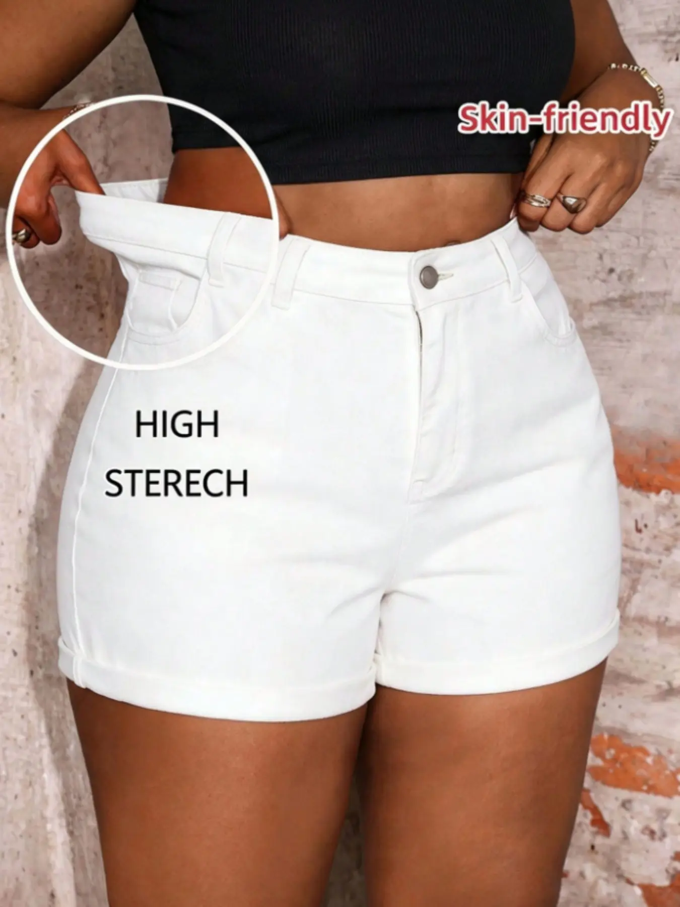 Women's Solid Color High Waist Slim Shorts, Casual Comfy Skinny Shorts for Daily Wear, Ladies Bottoms for All Seasons, Elastic Waist Shorts