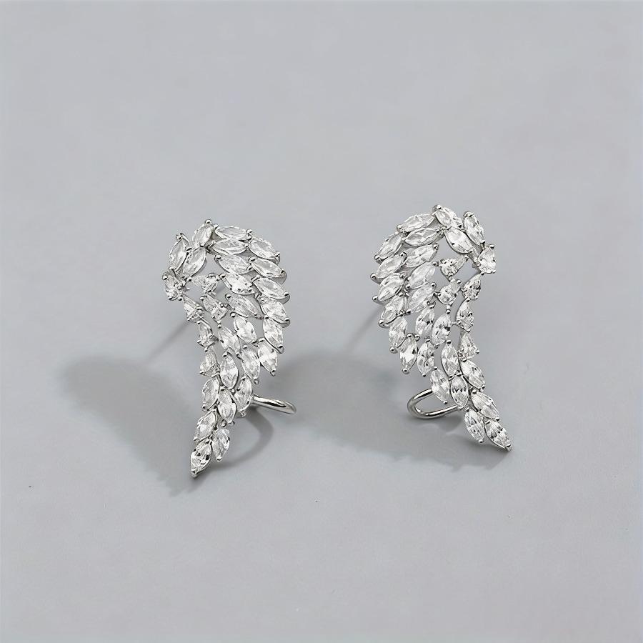 Sparkling Micro-Inlaid Cubic Zirconia Angel Wings Statement Earrings for Women - Bridal Wedding Jewelry, - Valentine’s Day Gift