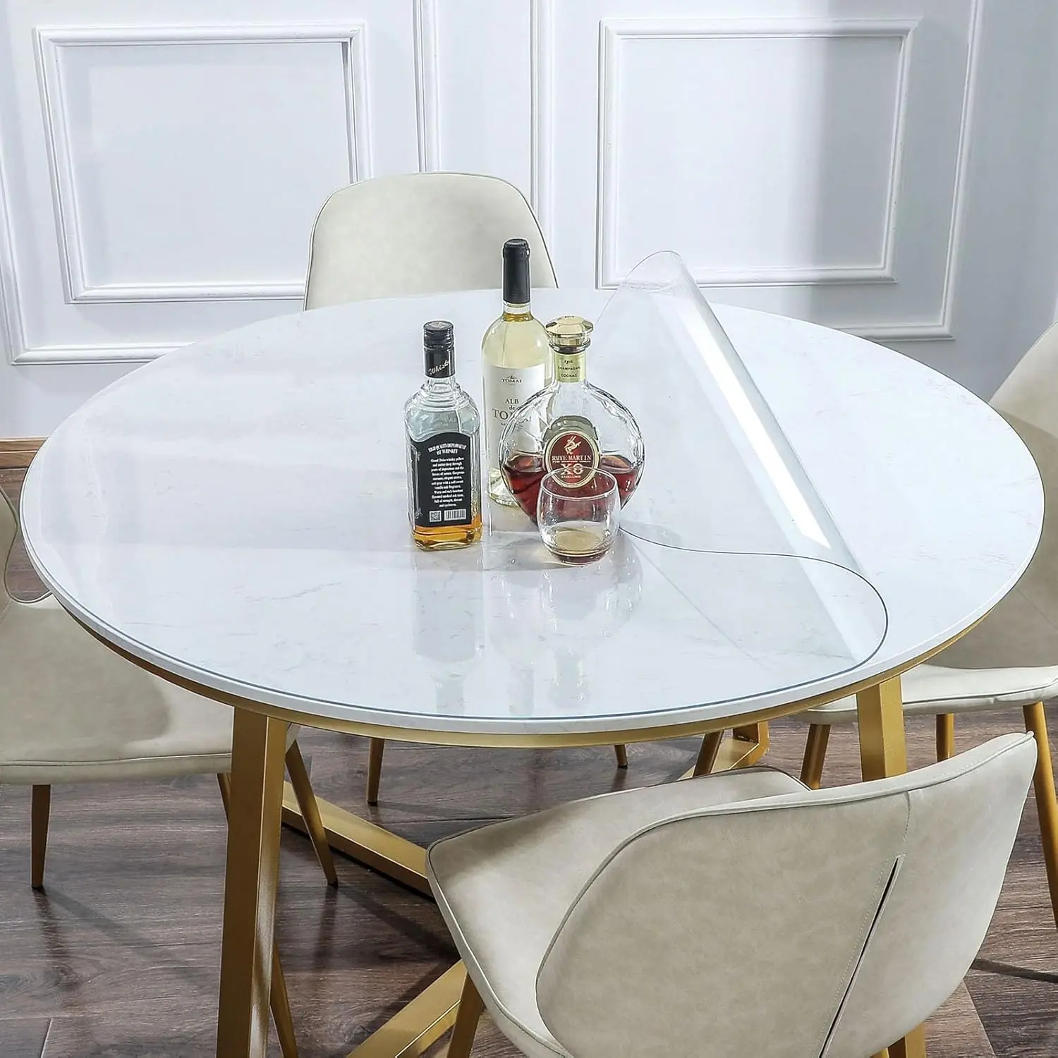 42 Inch Round Clear Table Pad Protector 1.5mm Thick Vinyl Tablecloth Cover Waterproof Non-Slip Circle Dining Room Table Protector PVC Desk Cover Mats for Wood Marble Furniture Surface