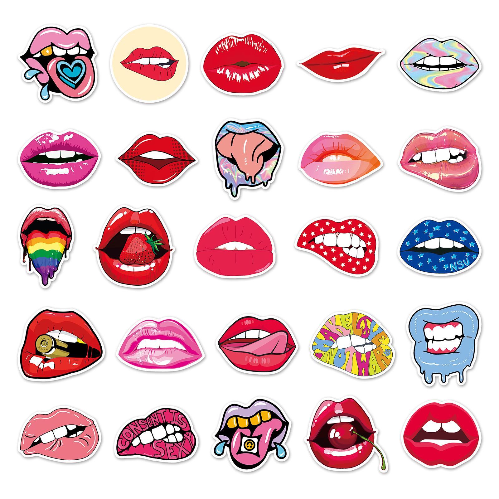 Lip Pattern Sticker, 100pcs/set Creative Lip Design Sticker, DIY Decorative Sticker for Scrapbooking, Journaling, Gift Wrapping, Decal