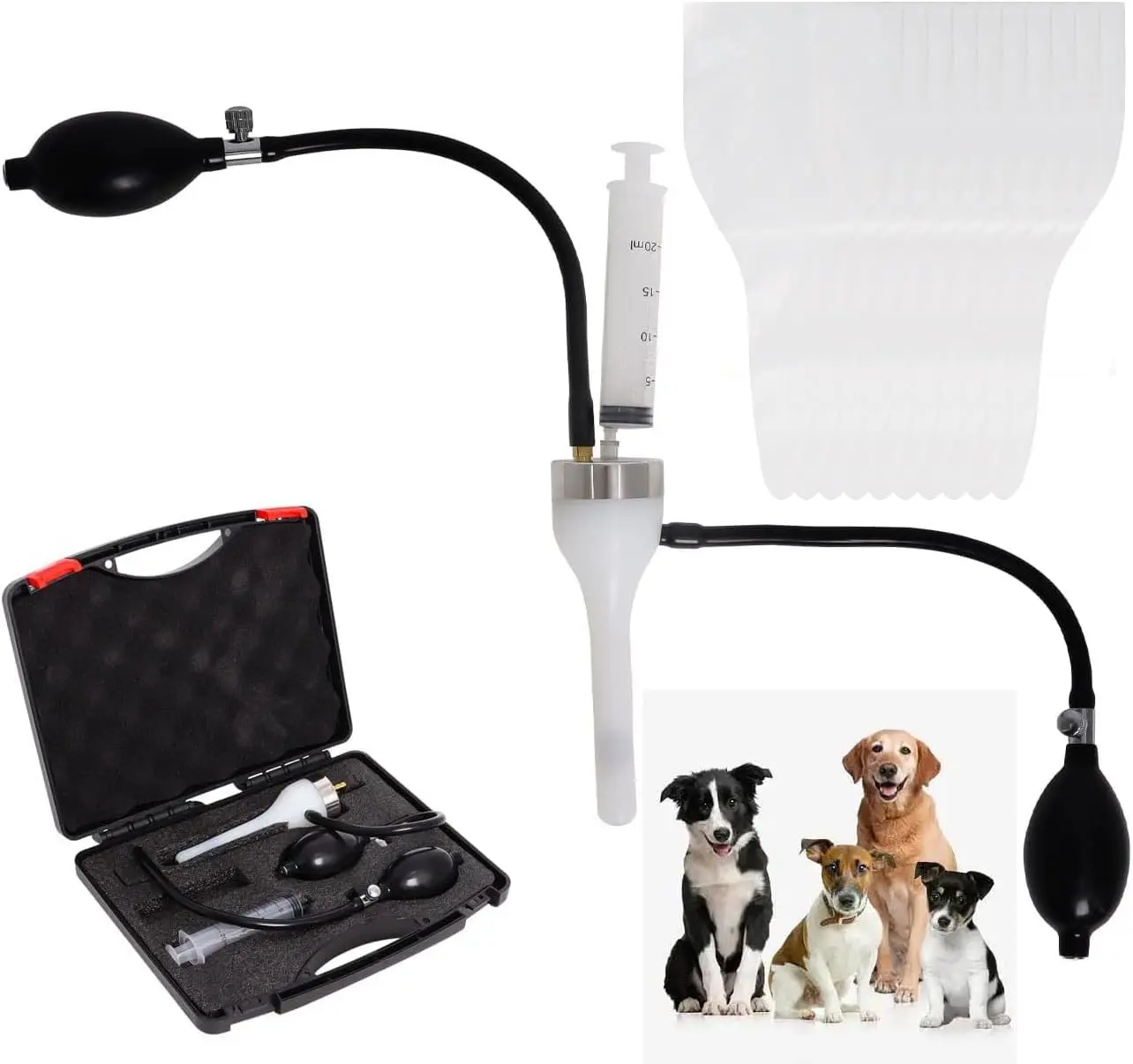 Upgraded Double Pressurization Dog Artificial Insemination Kit for 3-10KG Dogs, Semen Booster with 10 PCS Collection Bags, Dog Breeding Pet Supplies Kit