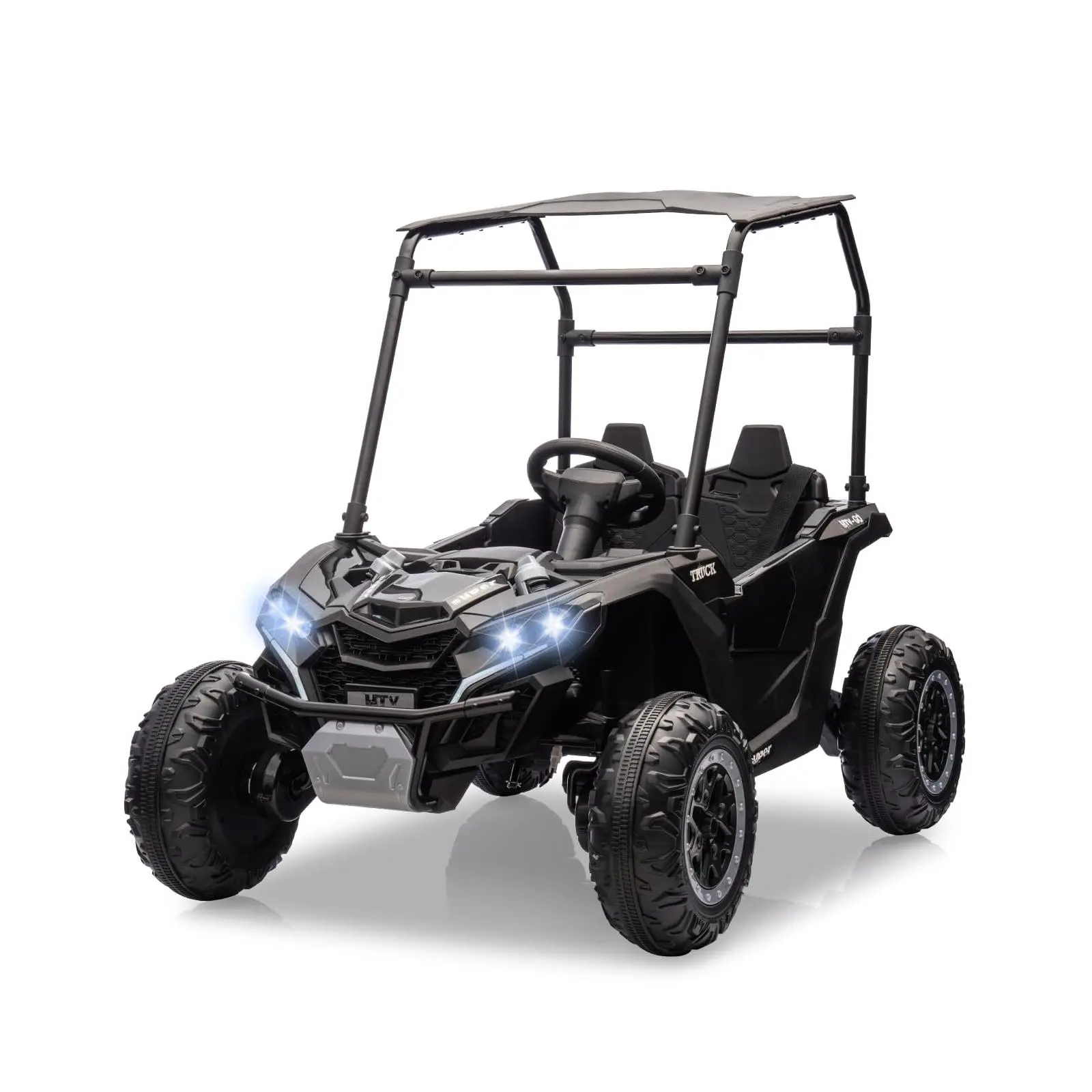 24V 2-Seater Electric Ride-On UTV with Sun Shade, Parent Remote Control, Forward & Reverse, 7AH Battery, 4-Wheeler Suspension, Lights, and Music - Safe and Fun Outdoor Vehicle